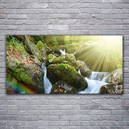 Tableau moderne 120x60cm Sun Cascade Arc-en-Nature déco murale salon