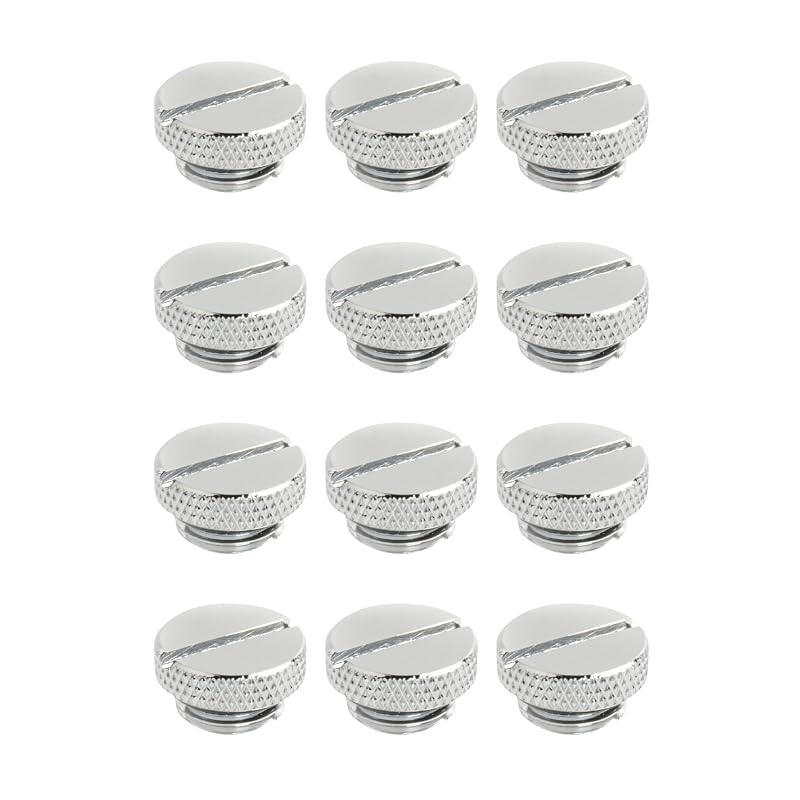 Kit com 12 Tampões de Vedação G1/4 para Water Cooling, Cobre e Latão, Prata, com Ranhura para Moeda greenDracaena D-stop-plug
