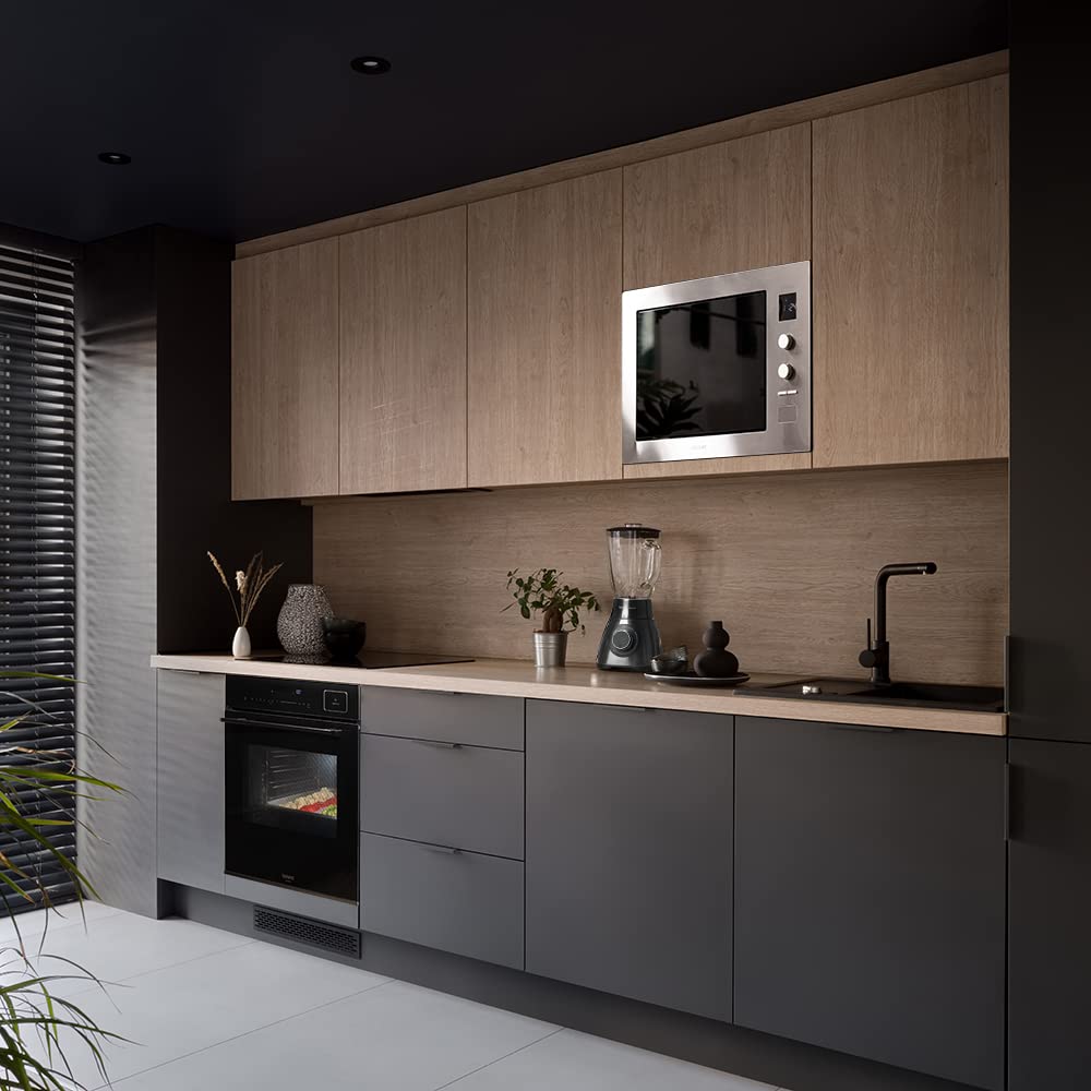 Cecotec Micro-ondes encastrable numérique 25 litres avec gril GrandHeat 2550 Built-In Steel. 1320 W, 8 fonctions, minuterie, revêtement en acier inoxydable, plateau tournant de 31,5 cm.
