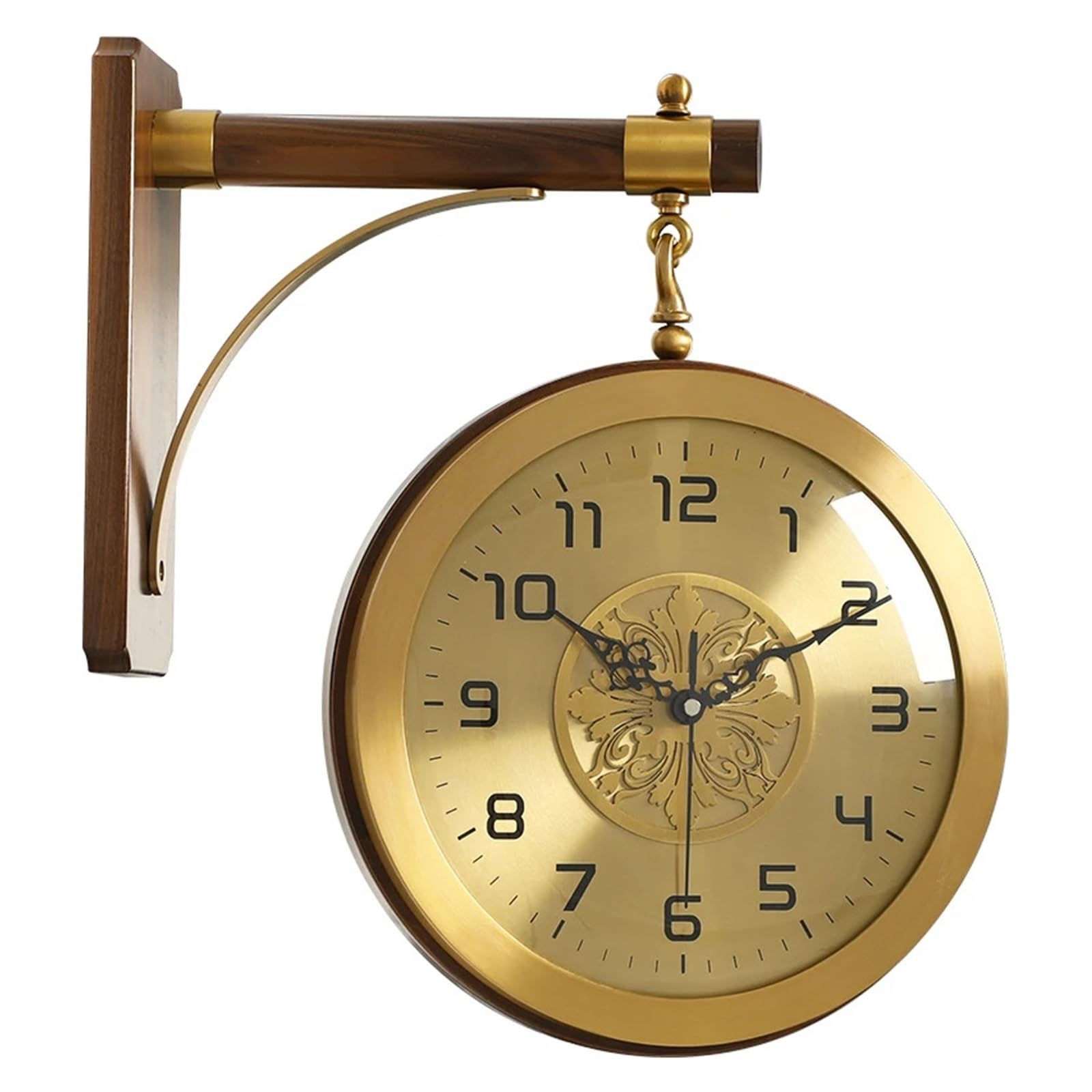 Horloge murale de luxe en bois massif montre decoration maison 14 pouces
