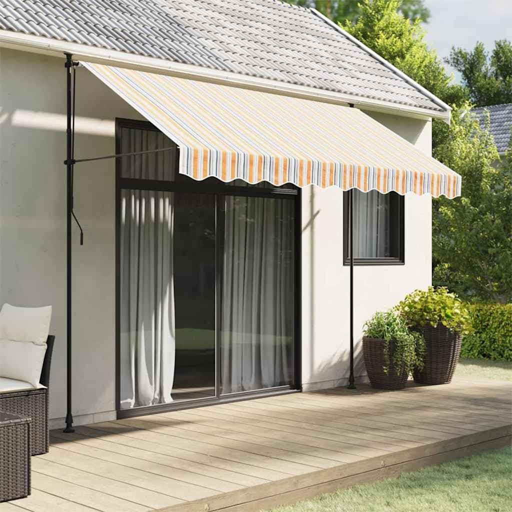 Toldo de rayas multicolor de 3m en poliéster impermeable para jardín y terraza