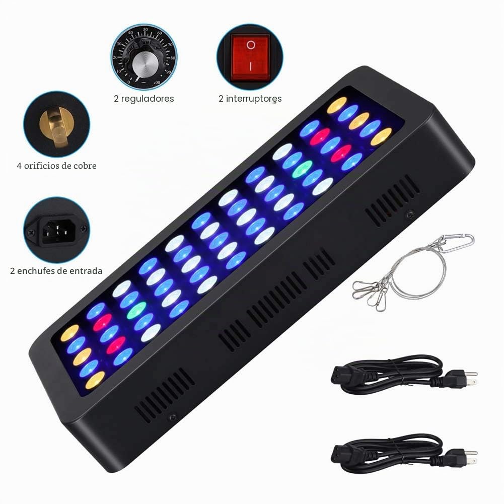 165W LED Aquarium Light, Full Spectrum Dimmable LED Coral Light, 2 interruptores para Agua Salada Reef White Blue Aquarium Lighting Marine Reef Tank