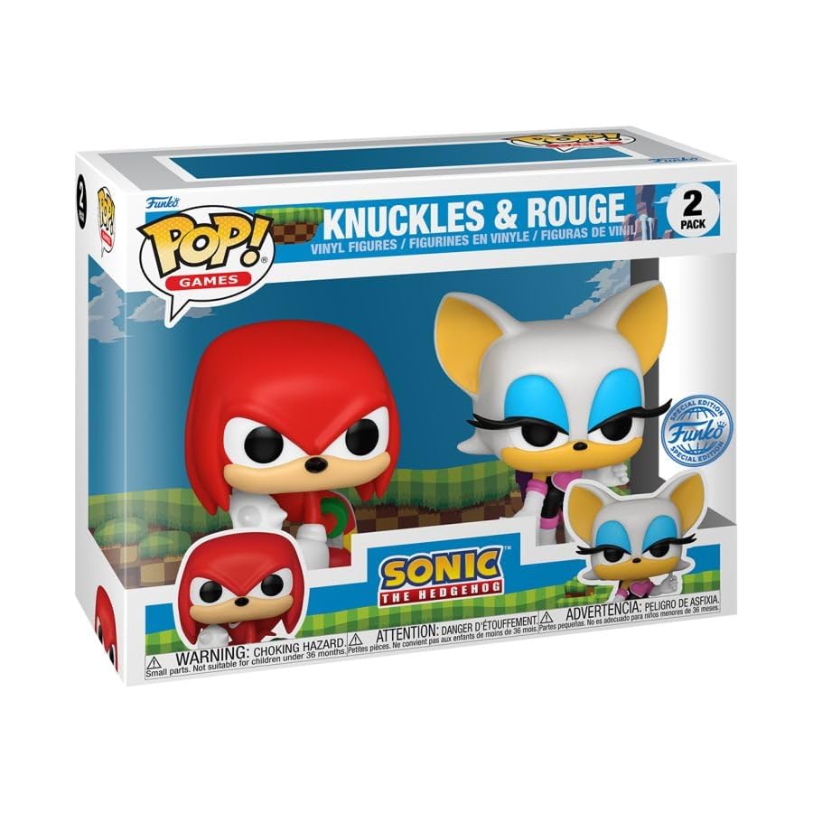 Funko Pop! Games: Sonic - Knuckles and Rouge 2pk (Exc), Collectable Vinyl Toy Figure - 77477, Red, Blue - Image 3