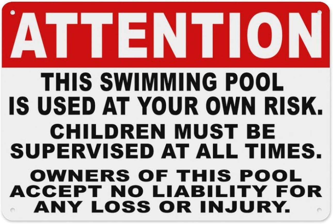 Bdeyfg Colour3 Attention This Swimming Pool Is Used At Your Own Risk Metal Tin Sign Aluminum Warning Signs For Indoor & Outdoor Yard Lawn Sign Home Decor 8X12 Inch