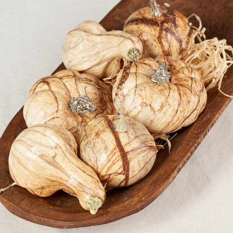 Factory Direct Craft Set of 6 Marble Look Artificial Pumpkins and Gourds for Fall Decorating and Displays