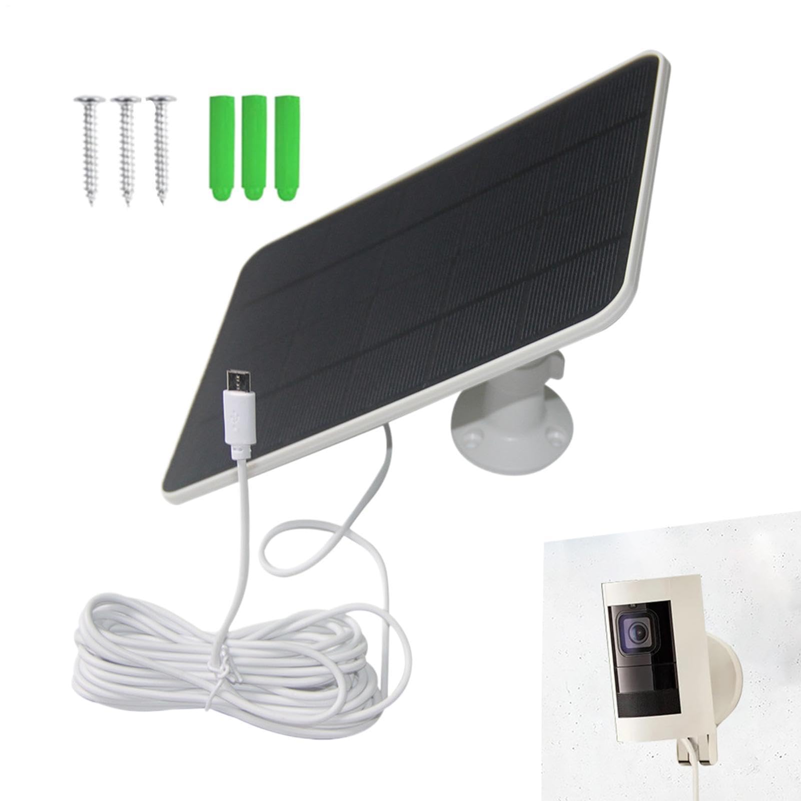 Caricatore ad anello solare – Pannello di tipo C a bassa | Caricatore pannello solare per telecamera di sicurezza 20 W 5 V per casa, ufficio, appartamento, dormitorio, balcone, patio,