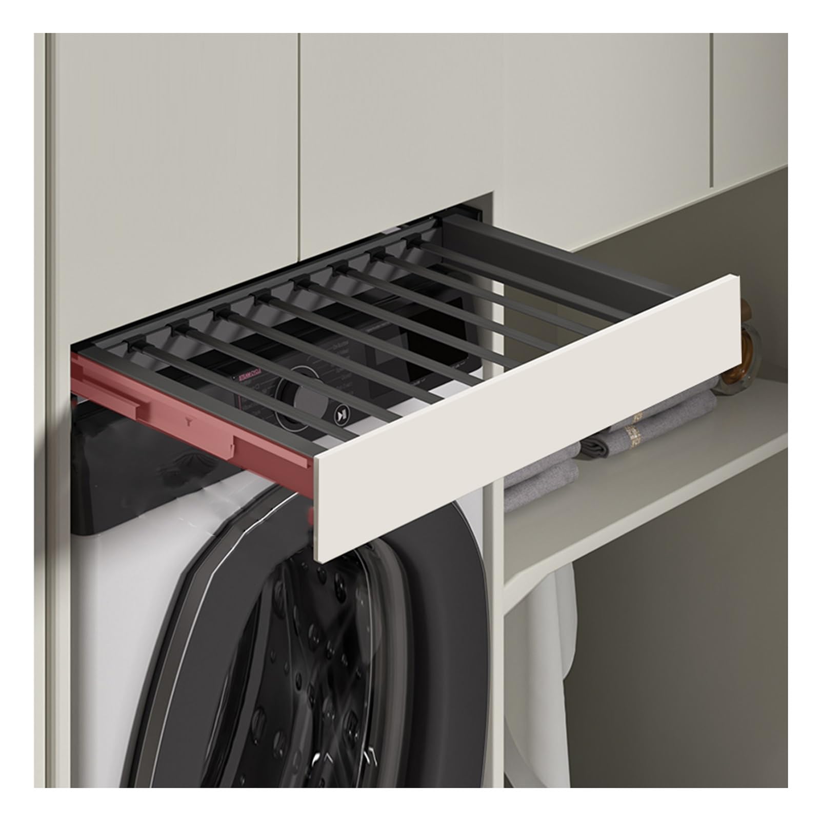 SWENEEN Drying Rack Above Washing Machine Built-In Closet Pullout Basket,Pull-Out Pants Rack Drawer,Drying Clothes,Color 2-46x60-85cm