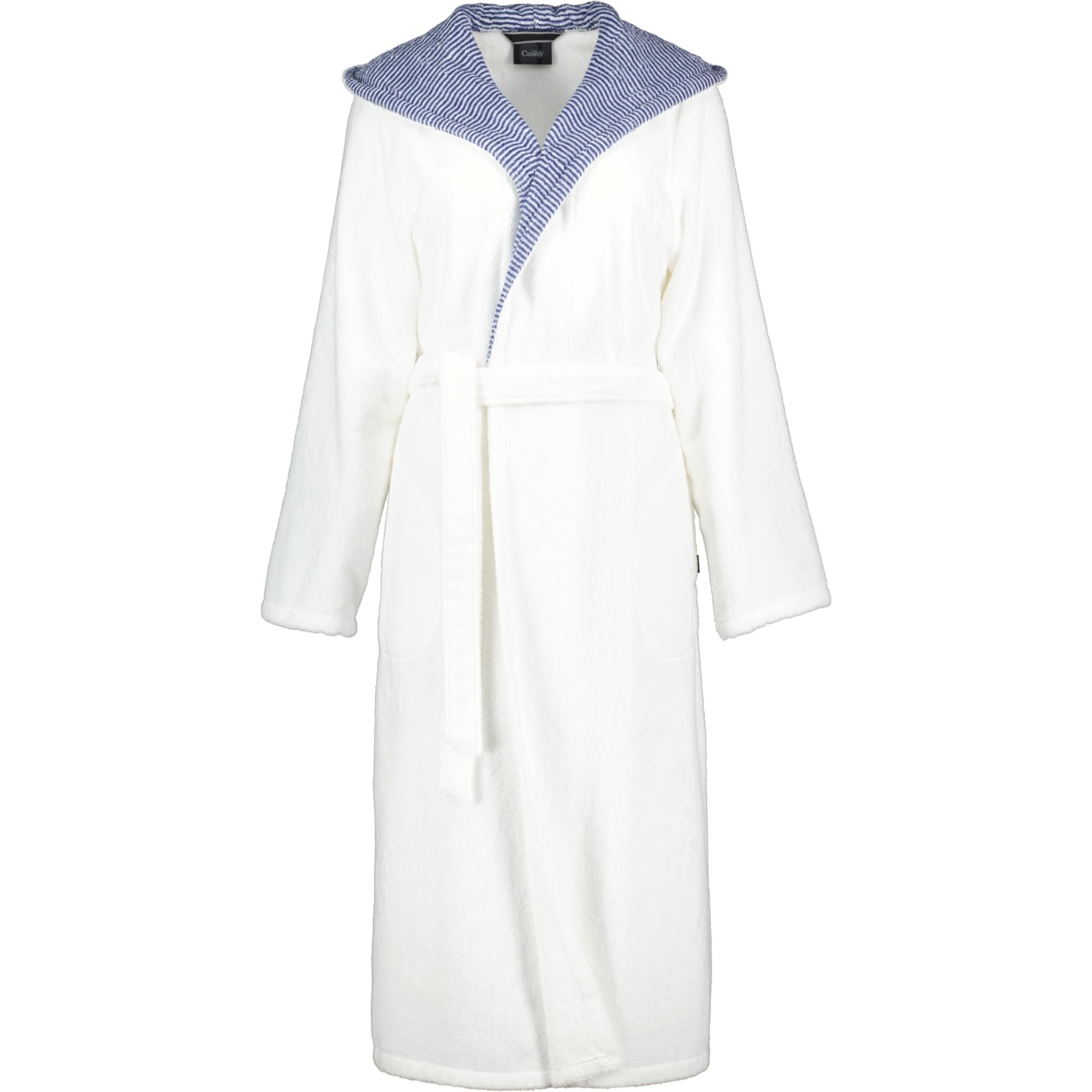 Cawö Home Bademäntel Damen Kapuze Classic 4345 weiß-blau - 601 L