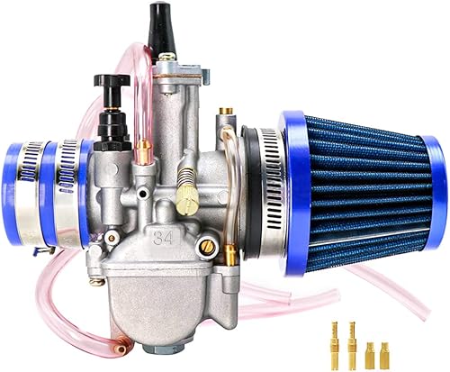 Miniatura 12 de Carburador mejorado con cámara de flotador transparente y kit de filtro de aire de admisión con aguja de inyector ajustable para accesorios