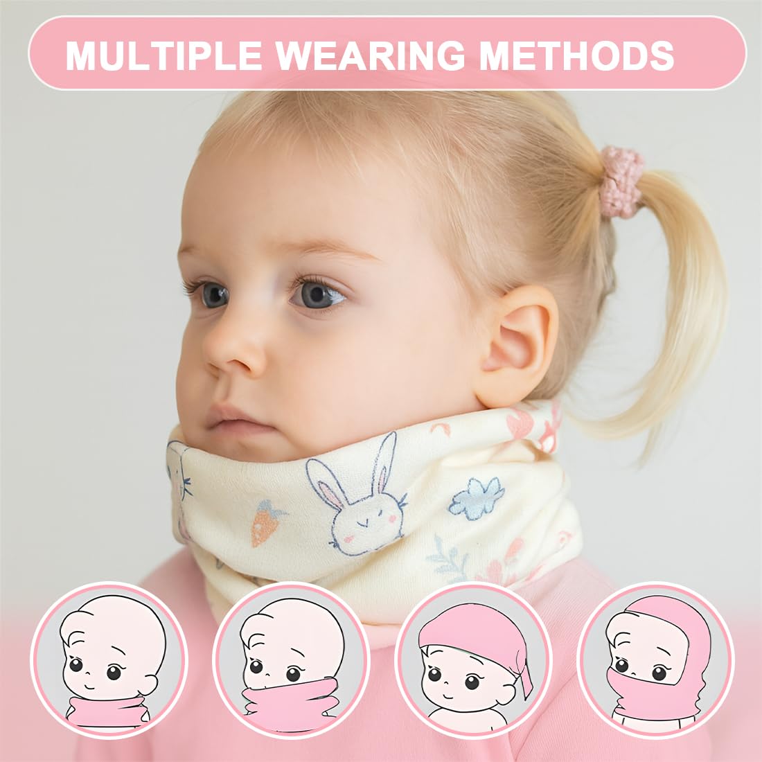 Bufanda Cuello Multifunción para Niño Niña Algodón Unicornio Conejo