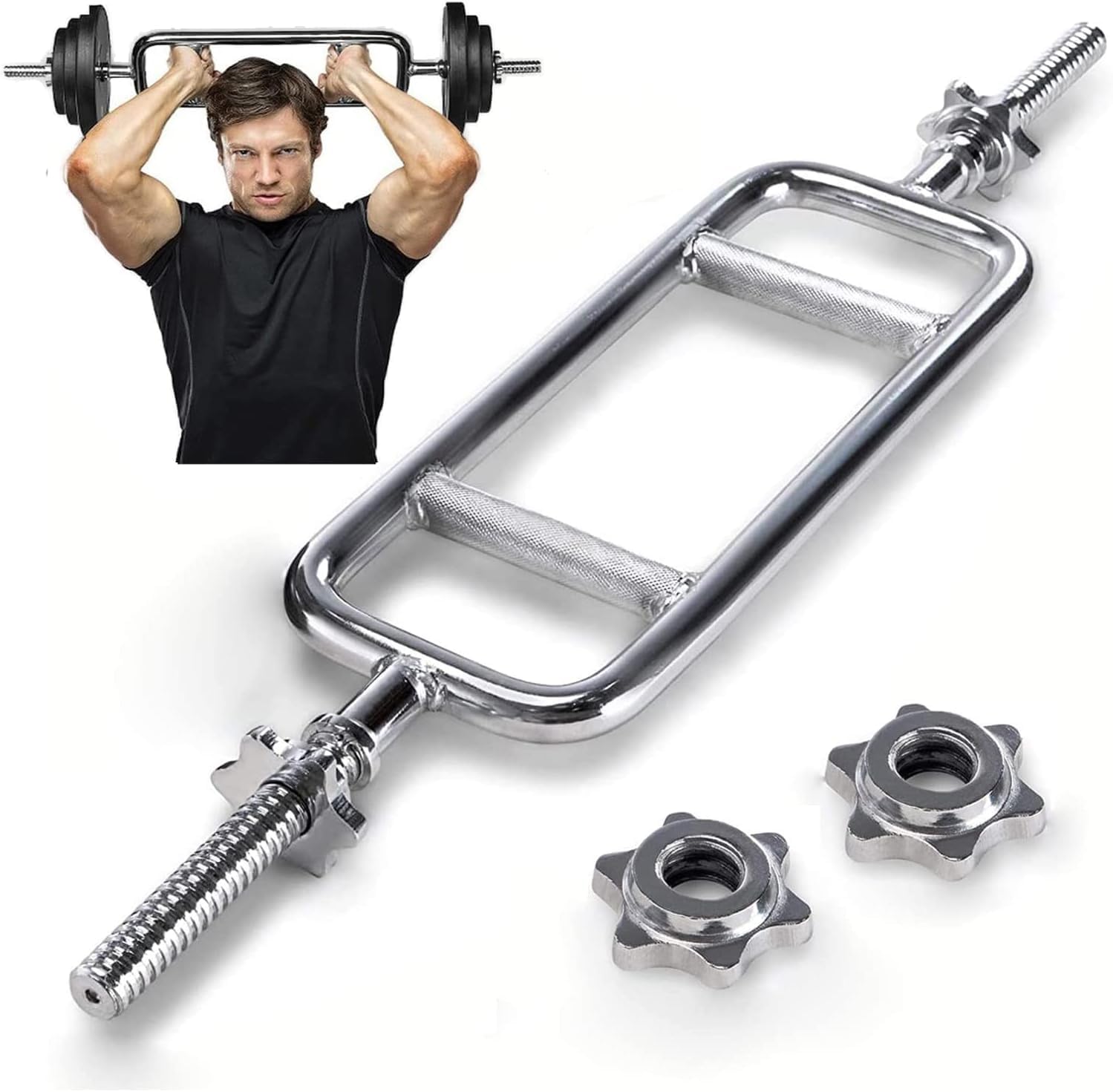 uyoyous Barre D'haltère Circulaire 25 mm Barre à Triceps de Soulevé de Terre Barres de Musculation Olympique avec Poids pour Salle de Sport Entraînement à Domicile