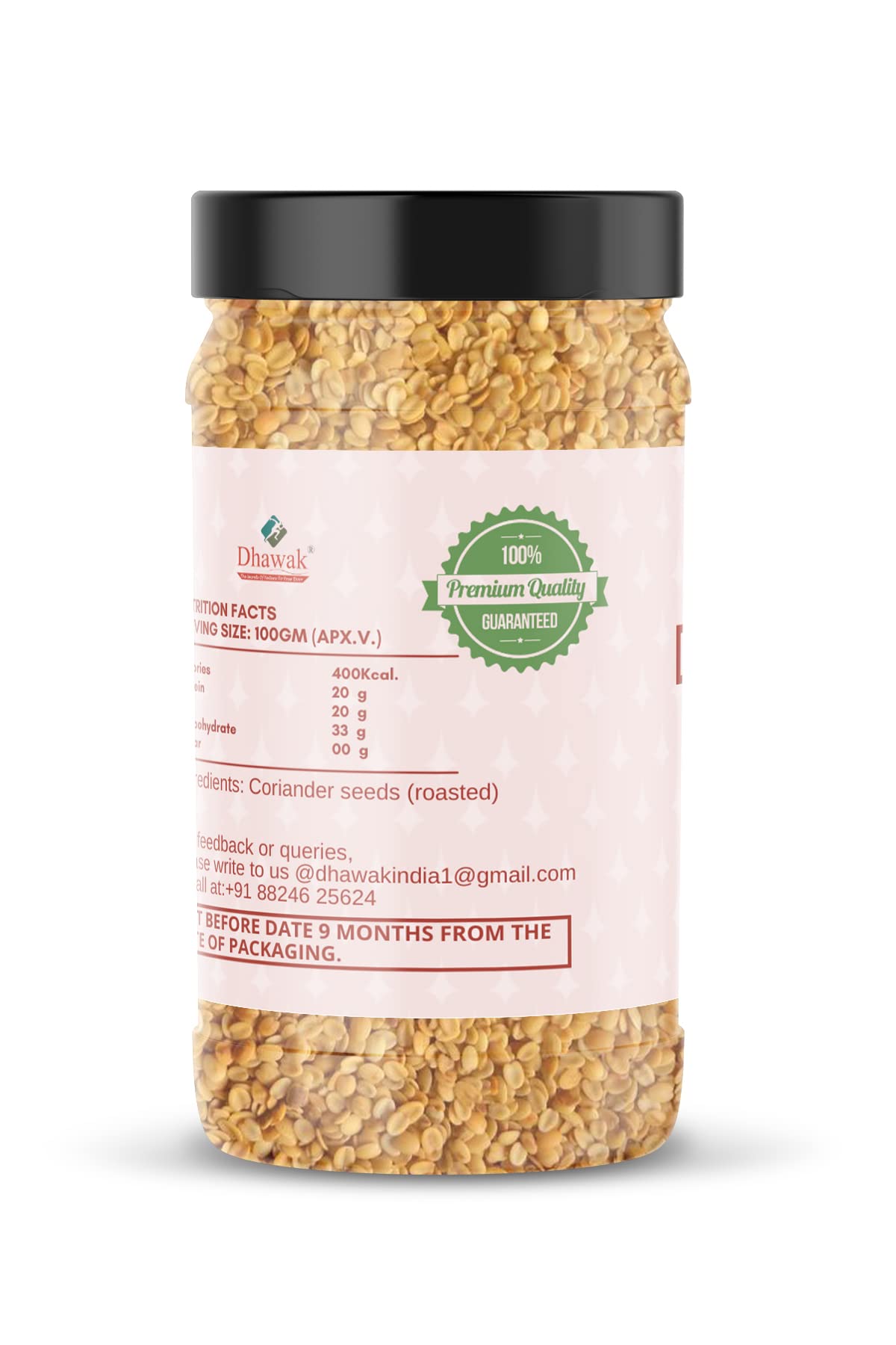 Dhawak Dhaniya Dal Roasted 500 Gms | Roasted Split Coriander Seeds [Jar Pack] - Image 2 thumbnail