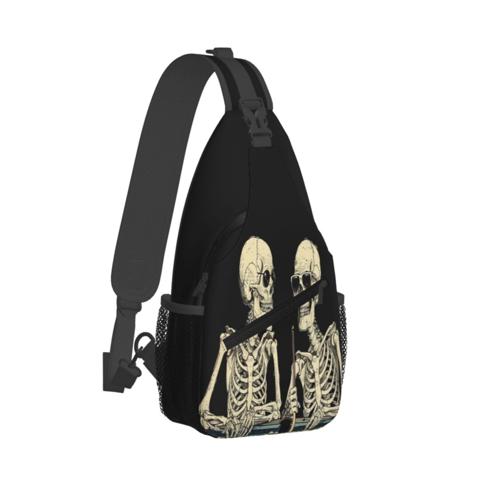 SUPLUCHOM Sling Bag Funny Skeleton Hiking Daypack Crossbody Shoulder Backpack Travel Chest Pack for Men Women