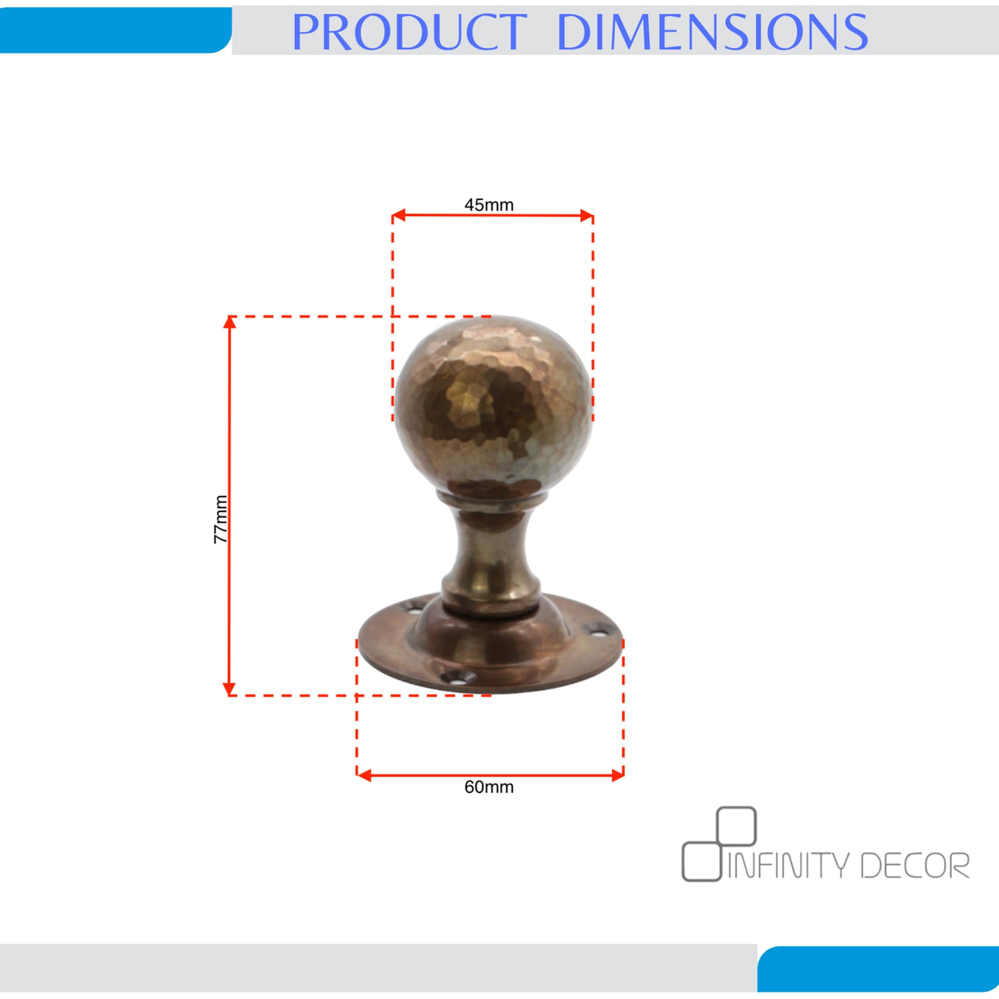 Infinity Decor Antique Victorian Hammered Pattern Ball Round Door Knobs works 45mm Pull Handles Set - Image 3