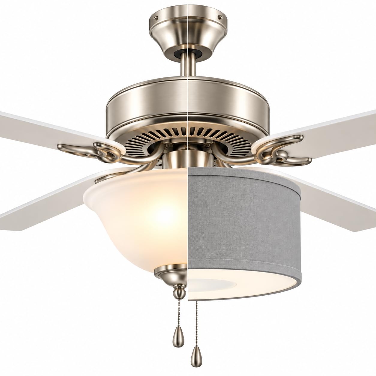 Ceiling Fan Light Fixture Decorative Replacement Shade, DIY Bundle, Fits 99% of Existing Fan Lights Kits (* YOU MUST CHECK FOR COMPATABILITY BEFORE PURCHASING *) Gray