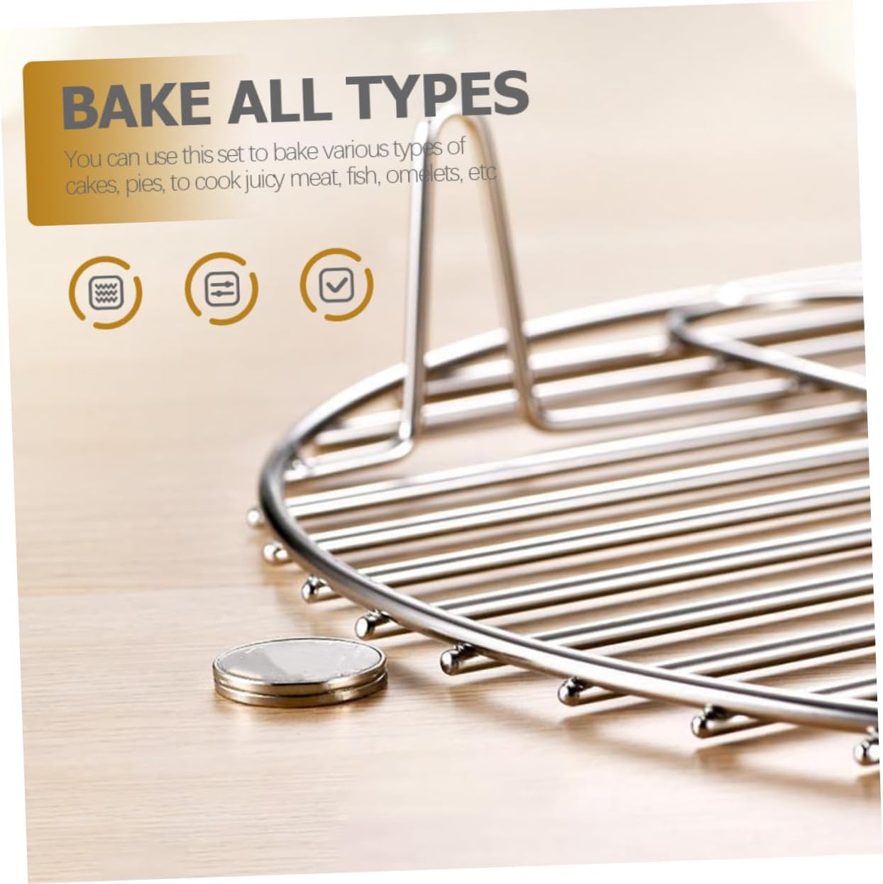 MAGICLULU 7 Inch Air Fryer Accessories Set Stainless Steel Cake Pan Pizza Pan and Steam Rack for Baking and Cooking