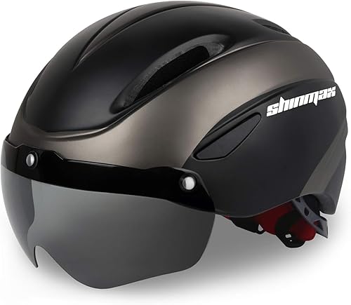 Miniatura 10 de Shinmax Casco de bicicleta para hombres y mujeres, casco de bicicleta con gafas magnéticas desmontables y bolsa portátil ajustable para adultos,