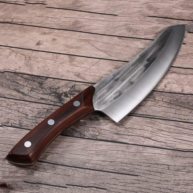 Meat Cleaver,Cleaver Knife 6.5 Inch Forged Boning Knife Sharp Edge Hunting Fishing Knife 5cr15 High Carbon Steel Meat Cleaver Chef Butcher Kitchen Knife (Color : Knife with cover)