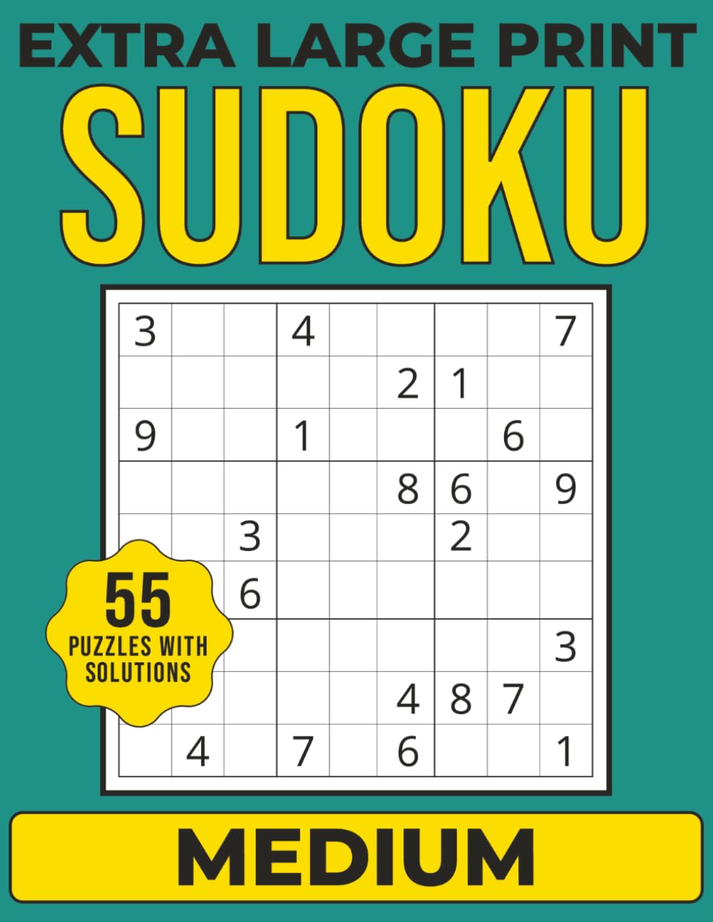 Extra Large Print Sudoku Medium Puzzle Book: 55 Medium Difficulty Sudoku Puzzles with Big Grids for Adults, Seniors and Brain Training
