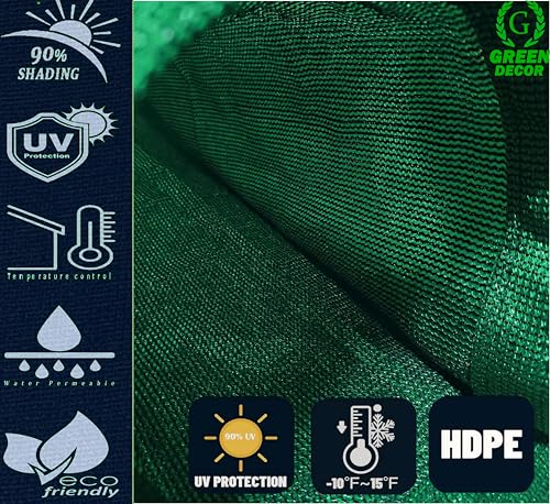 Image of HDPE Fabric Self Fold with SS Eyelet Sun Shade Sails 85-90% Protection from Sun & UV Rays Ideal for CarParking,Outdoor Garden,Balcony,Tent(Green Black Color, 14 X 16 Feet) Pack of 1 Pc