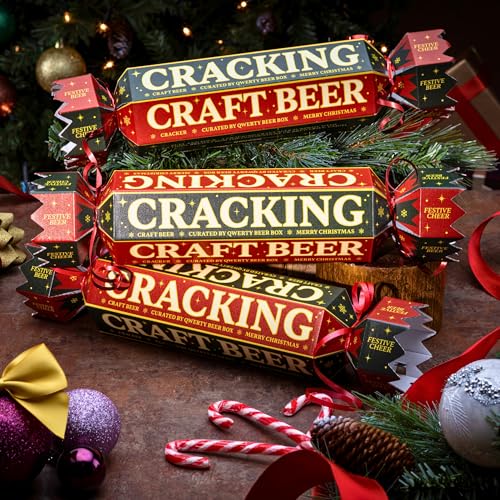 3 Craft Beer Christmas Crackers by QWERTY Beer Box - Unique Christmas Gifts for Men. Festive Red & Green Eyecatching Design, Mixed Pack, Great Men's Gift for XMAS 2025 (3 Crackers, Craft Beer)
