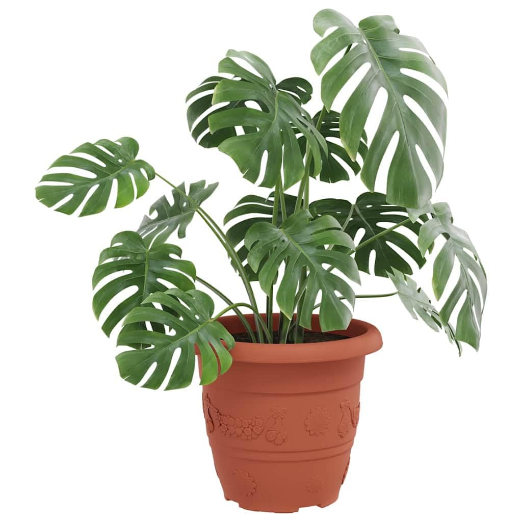 Runder Blumentopf 24er Set Ziegelrot Ø 30 x 25 cm aus Kunststoff - Moderner Pflanztopf mit Entwässerungslöchern für Garten Balkon Terrasse und Innenbereich