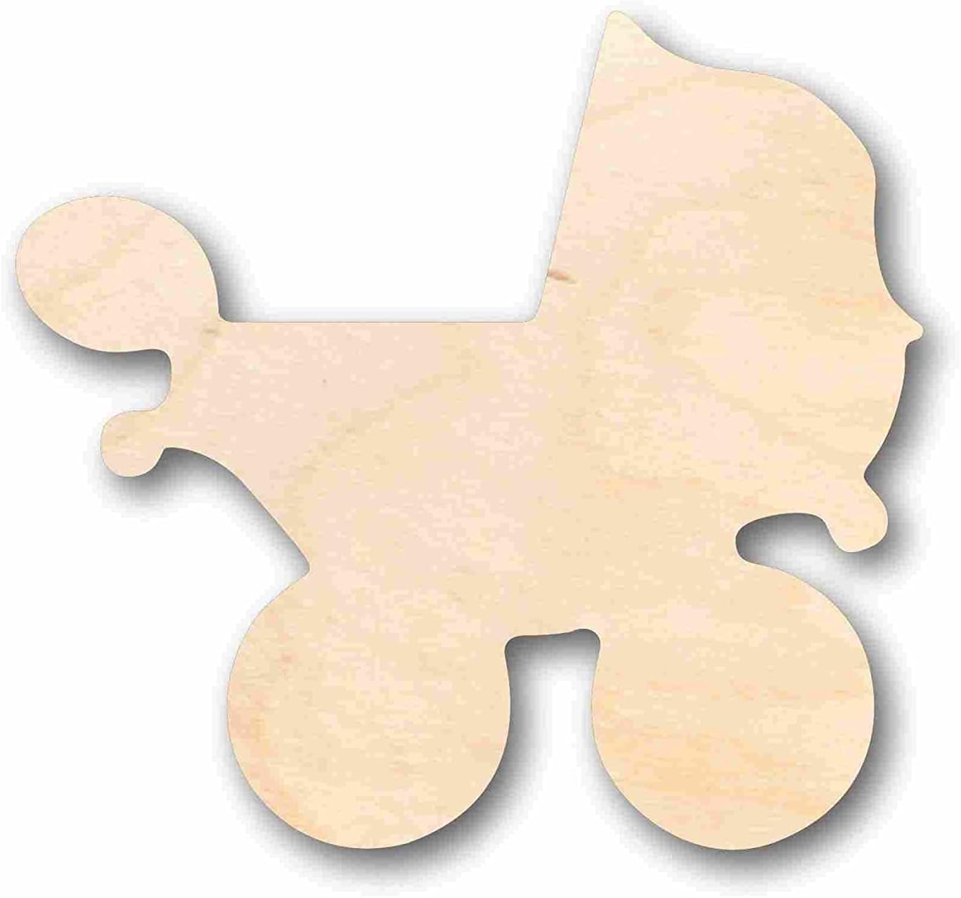 Unfinished Wood Baby Carriage Stroller Silhouette Craft up to 46" DIY 12" / 1"