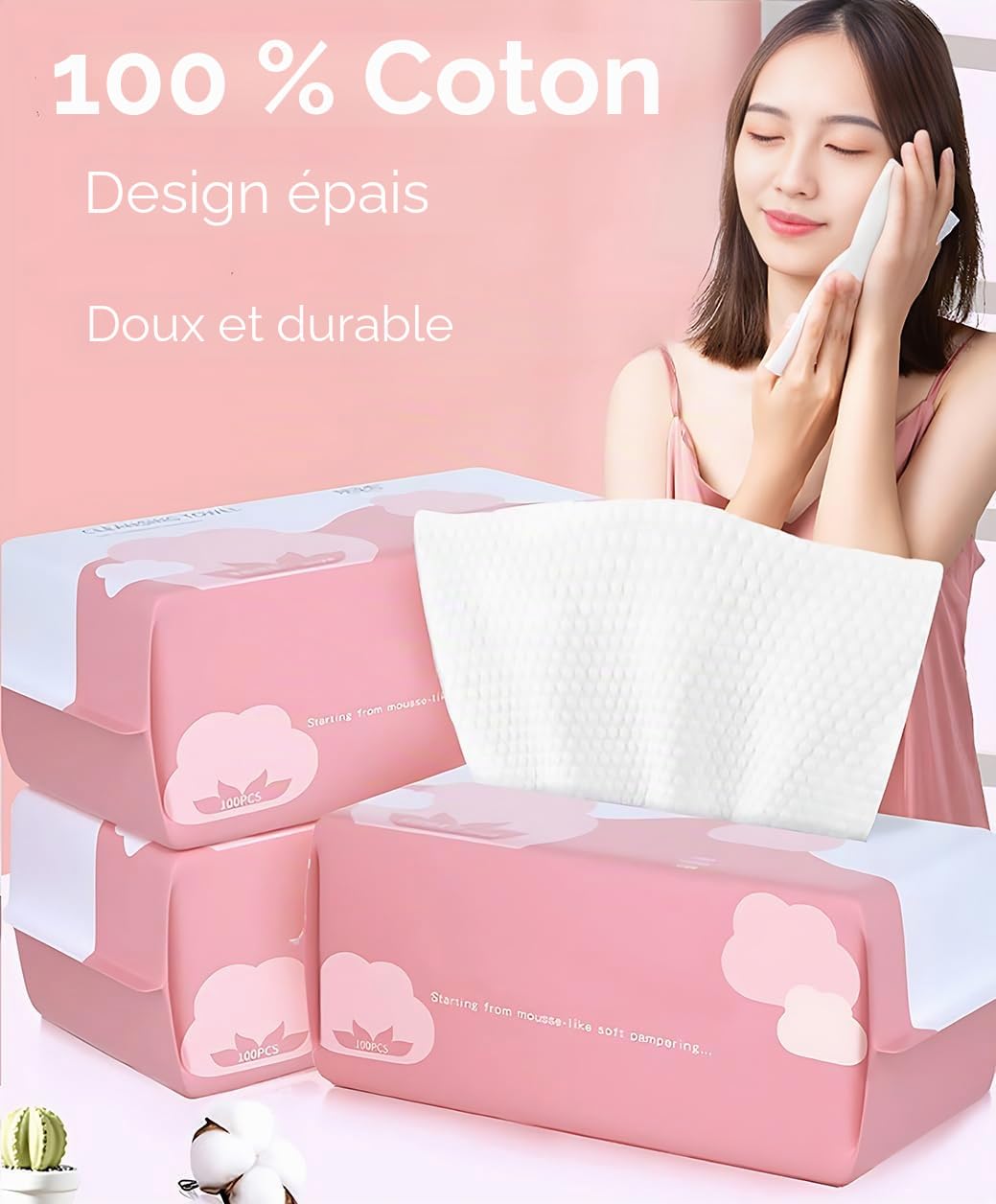 Coton Serviette Visage,200 Count Épais Et Absorbant Serviette Jetable pour Le Visage, Serviette De Nettoyage Multifonction, Serviette Visage Skincare