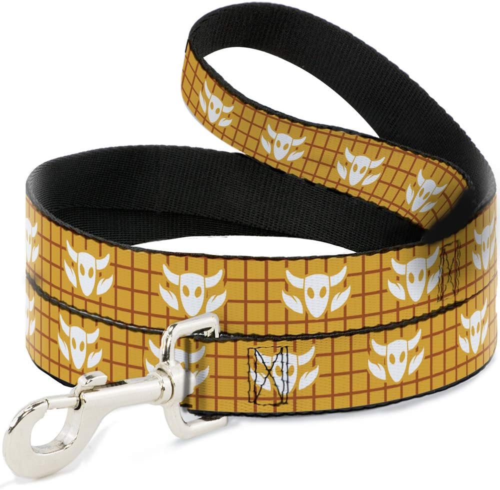 Dog Leash Toy Story Woody Plaid Shirt Cowboy Bull Icon Gold Red White 6' Long 1.0" Wide