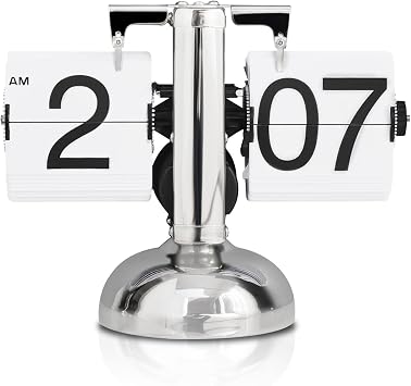 Retro Flip down Mechanical Digital Desk Clock, Retro Digital Flip down Clock Battery Powered Internal Gear Operated Auto Flip down Clock for Home Office School Hotel Cafe, Silent Quartz Movement