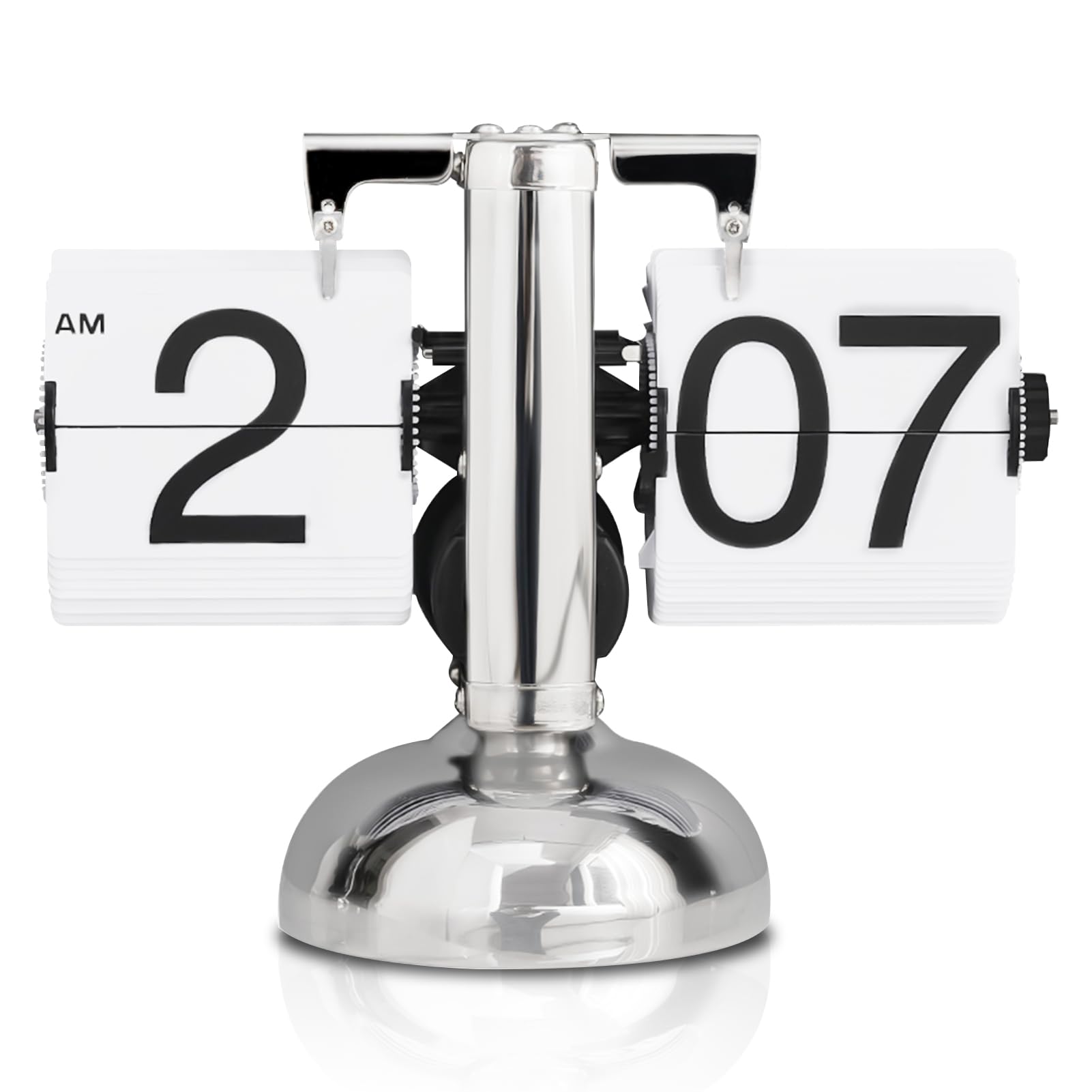 HERCHR Flip Desk Clock,Retro Digital Flip Down Clock,Retro Minimalist Single Foot Mechanical Auto Desk Digital Display for Home Livingroom(White)