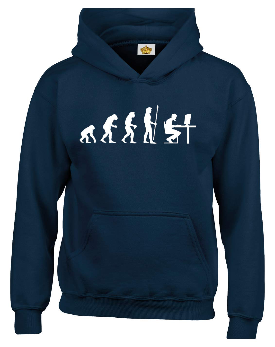Crown Designs The Evolution of a Pc Gamer Cool Video Game Fan Gift Unisex Hoodies for Men, Women & Teenagers - Navy/XX-Large