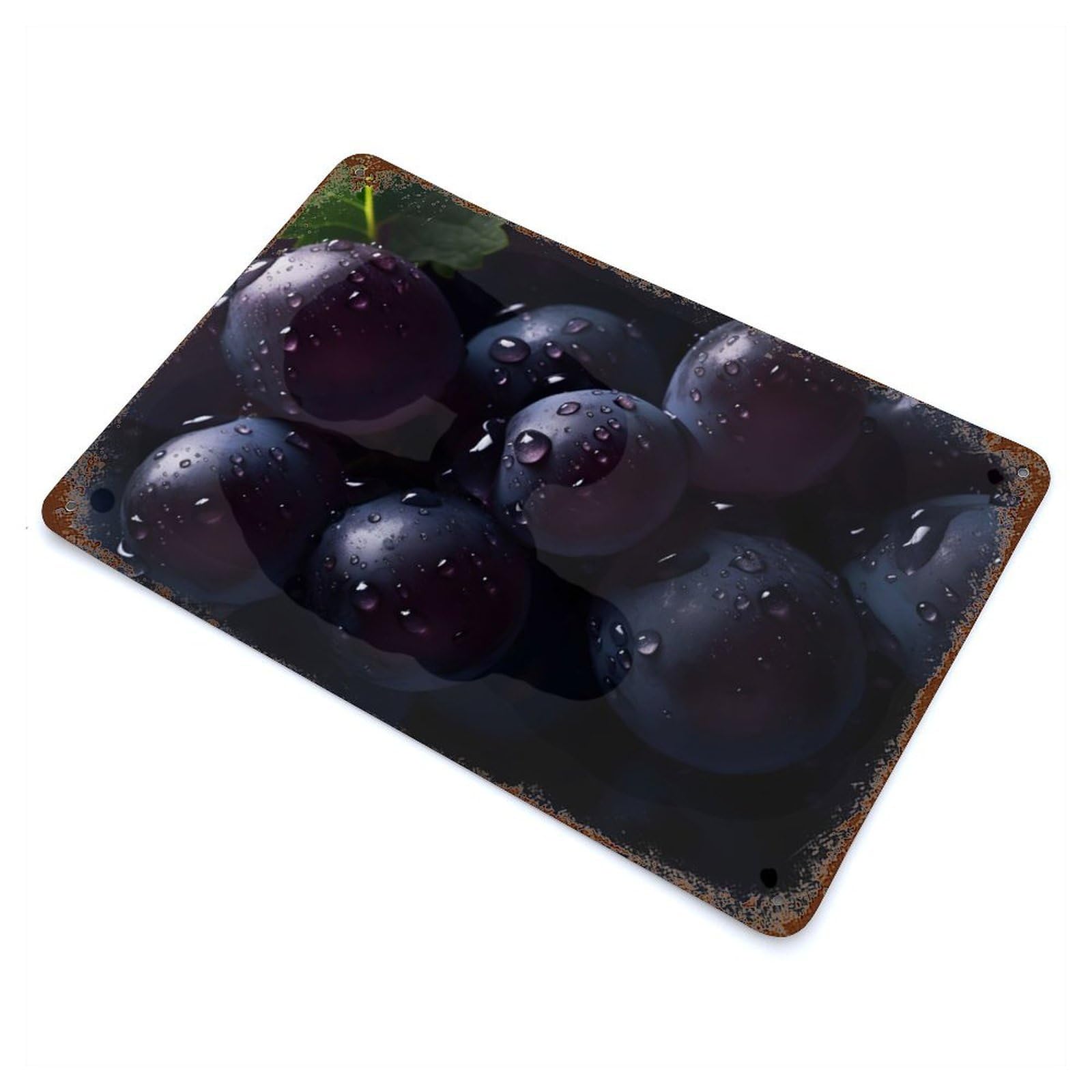 Garage Style Grape Aged Metal Wall Plaque 11.8"x7.9", Farmhouse Wall Decor for Bar And Workshop