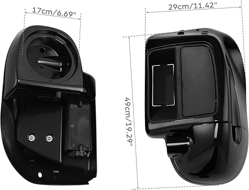 Miniatura 3 de Green-L Carenado de pierna ventilada inferior negro vívido con caja de altavoces de 6.5 pulgadas, apto para Harley Touring Road King Street Glide