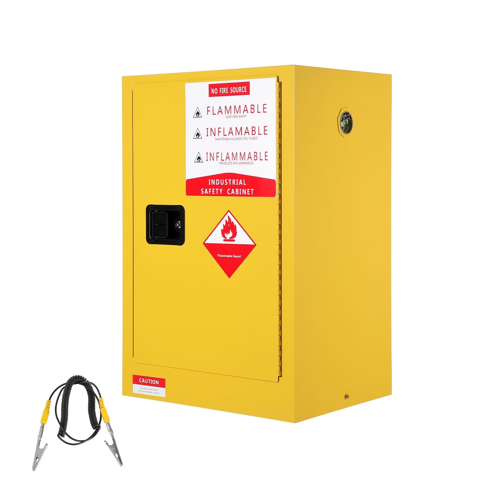 Armoire De Sécurité Ignifuge 7,5L-43x43x45cm, Porte à Fermeture Automatique | étagères Réglables, Acier Laminé à Froid, Jaune – Pour Liquides Inflammables, Stockage Industriel Et Laboratoire