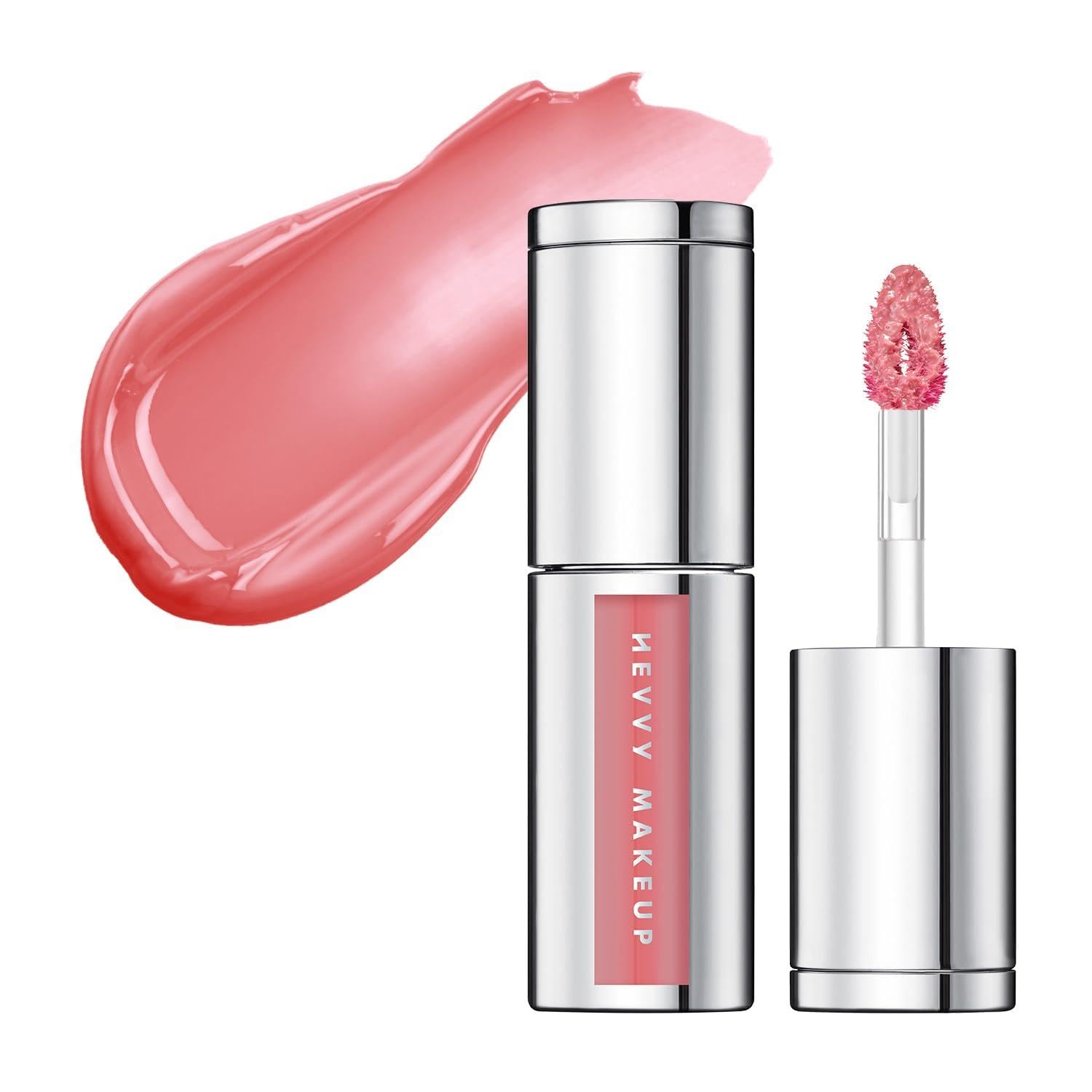 HEVVY MAKEUP First Stain Glow Tint – Glossy Lip Stain with Long Lasting Color, Non-Sticky Lightweight Finish, Vegan & Cruelty-Free K-Beauty Lip Tint for Natural Glow, Nude Bloom, 0.11 fl oz / 3.3 ml