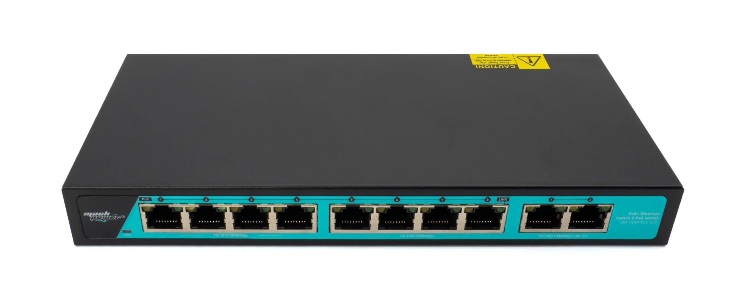 Switch 8 Porte Gigabit PoE + 2 Uplink Gigabit, Potenza Totale 120W, Funzione VLAN, Plug & Play, Ideale per Videosorveglianza e Reti Aziendali (SW-UG8P2LV-059)