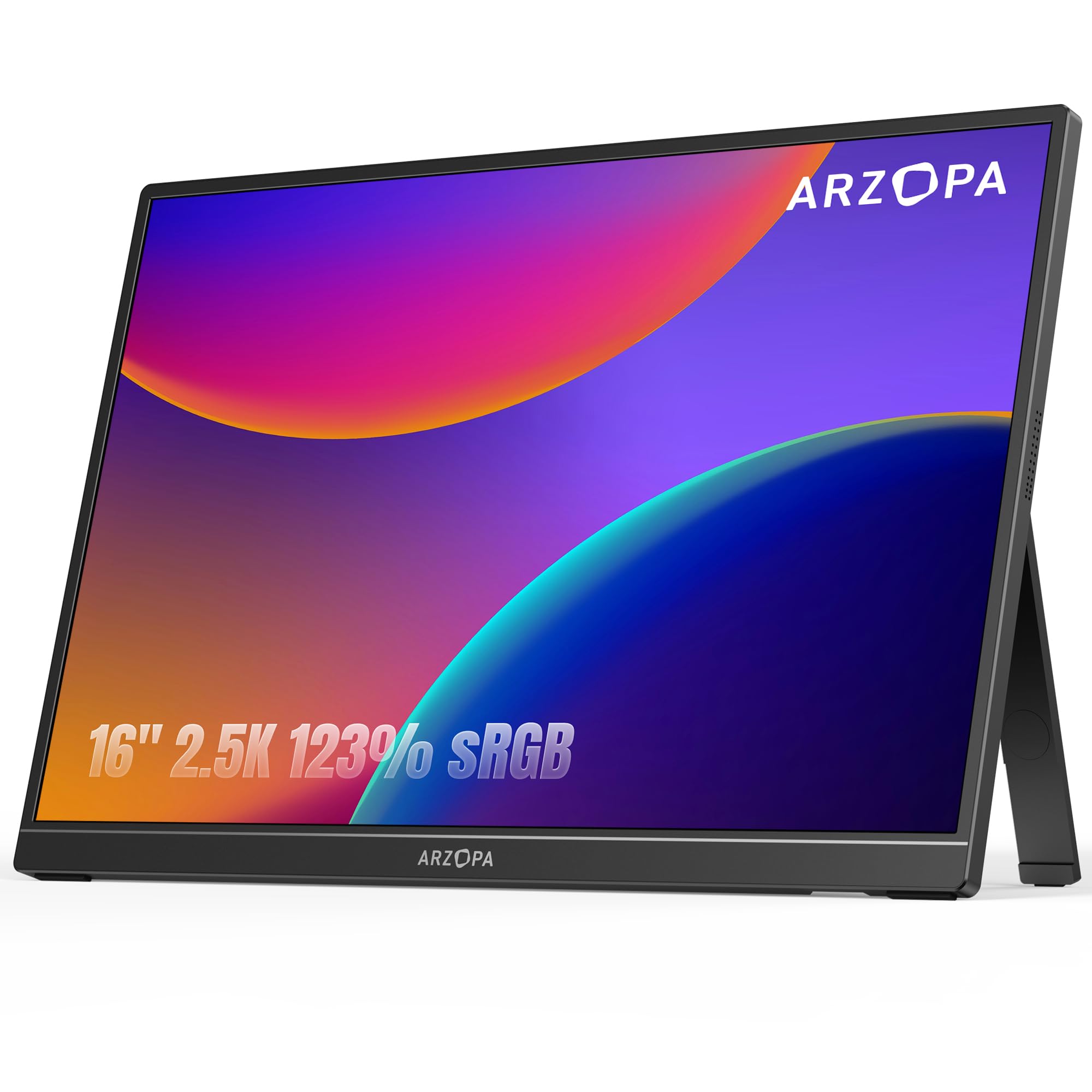 16" 2.5K Portable Monitor, 2560x1600 QHD IPS Display 123% sRGB with Built-in Stand USB-C HDMI Eye Care External Second Screen for Mac Laptop Phone PS4/5 Xbox Switch -Z1RC