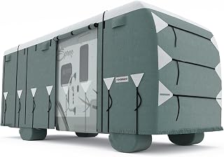 KING BIRD Upgraded Class A RV Cover, Extra-Thick 5 Layers Anti-UV Top Panel, Durable Camper Cover, Fits 30'- 33' Motorhome -Breathable, Watertight, Rip-Stop with 2Pcs Extra Straps & 4 Tire Covers