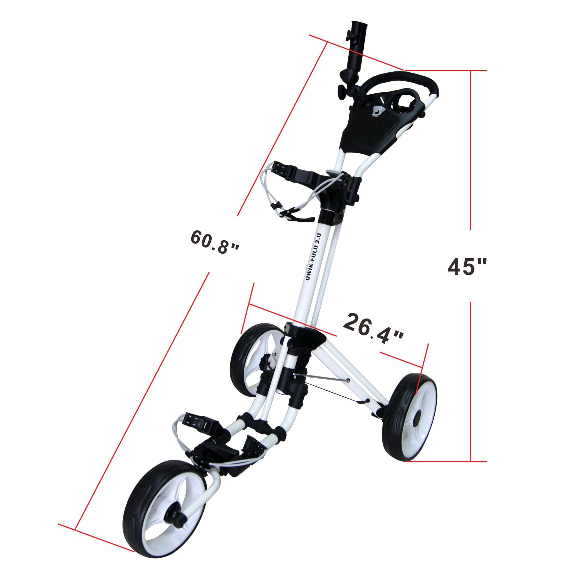 Qwik-Fold Carrito de Golf de 3 Ruedas, Freno de pie, un Segundo para Abrir y Cerrar