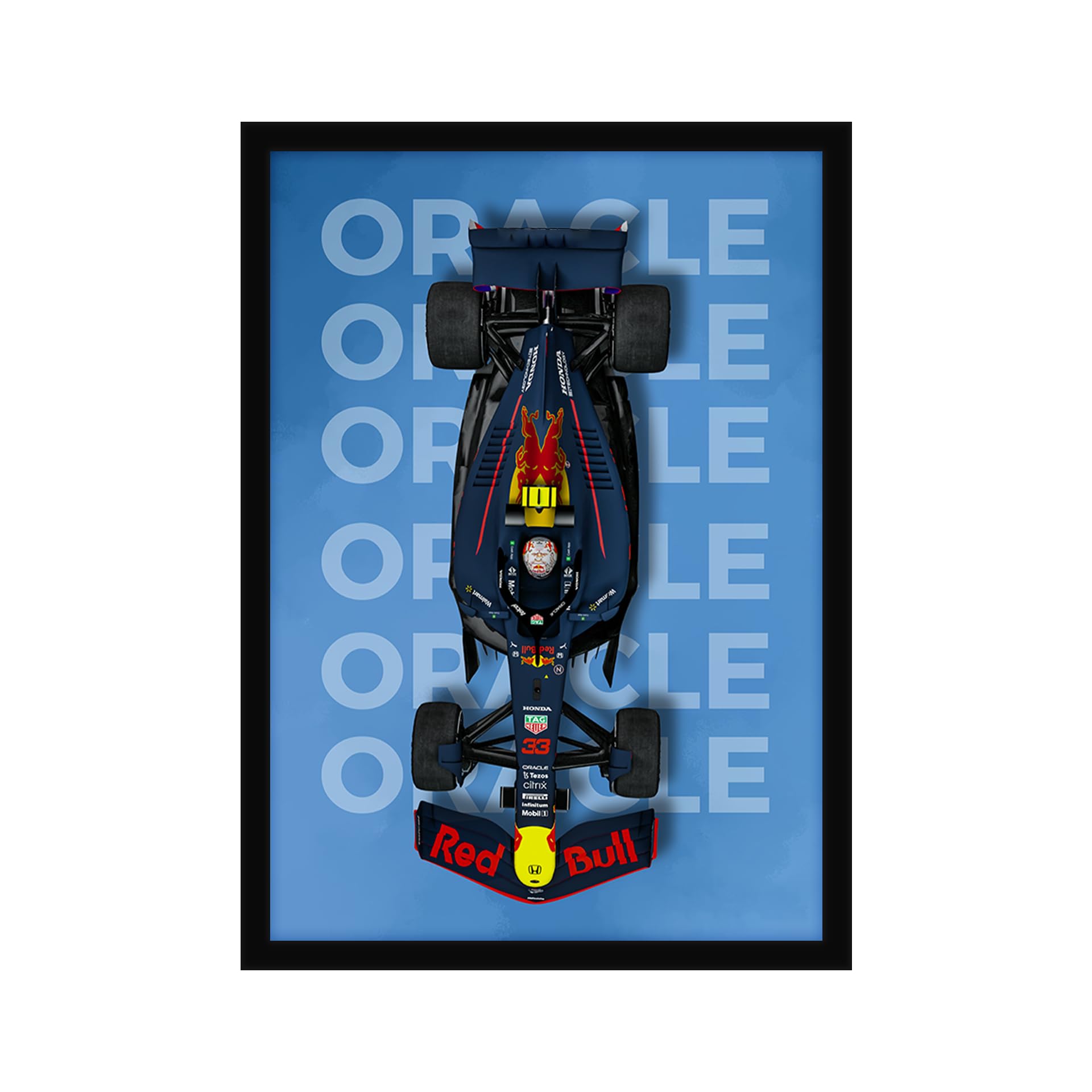 CodersParadise Red Racing F1 Car Poster Frame | Premium A4 Framed Wall Art for Bedroom, Office & Gaming Setup | Dynamic Formula 1 Supercar Décor for Motorsport Fans & Collectors