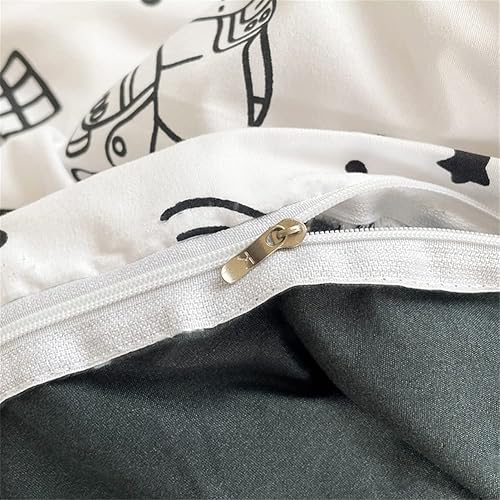 Miniatura 5 de Koudi Juego de funda de edredón con estampado de galaxia y astronauta cohete para niños y niños, reversible, con lazos de cremallera