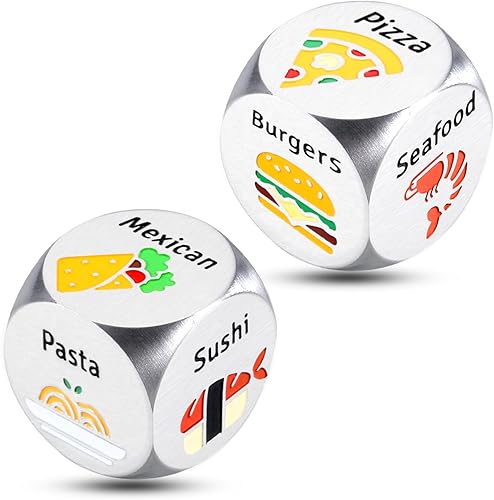 2 dados de comida para decidir, regalos para el día de San Valentín para él, regalo de aniversario de acero para él, boda, aniversario, cita, noche,