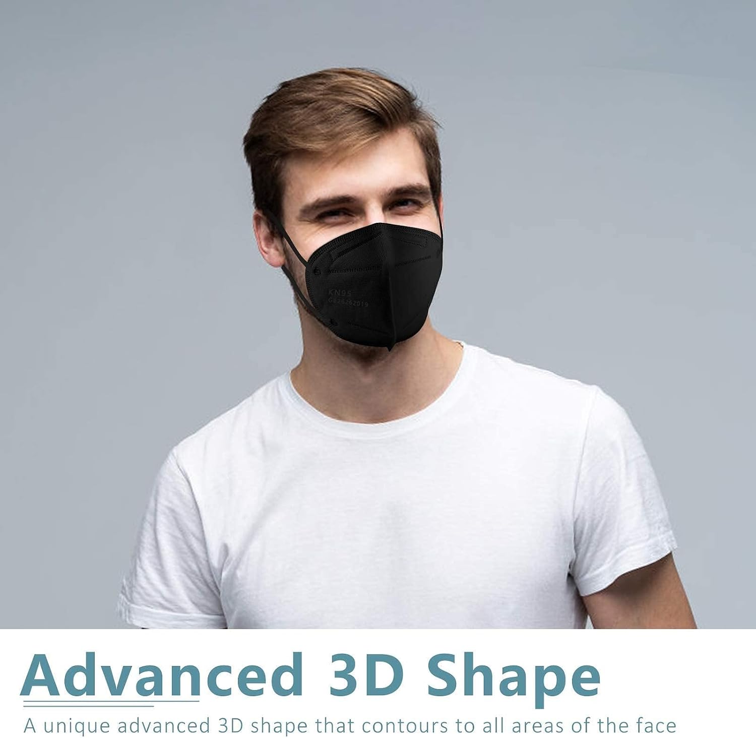 KN95 Face Mask 60 Pcs, 5 Layer Cup Dust Safety Masks, Breathable Protection Masks Against PM2.5 Dust for Men, Women Black