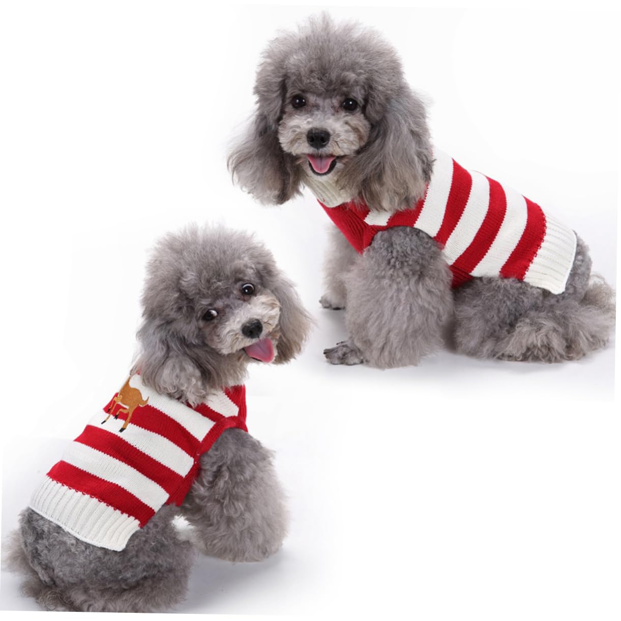 Levemolo Hundepullover mit Elchmuster für Haustiere Rot aus Acrylfasern Ärmellos Hält Warm Hundekleidung für Winterliche Weihnachtsfeier