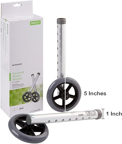 Vista 2 de McKesson Ruedas Universales para Andador, Ajustables, Ruedas Giratorias de 5 Pulgadas, 1 Par