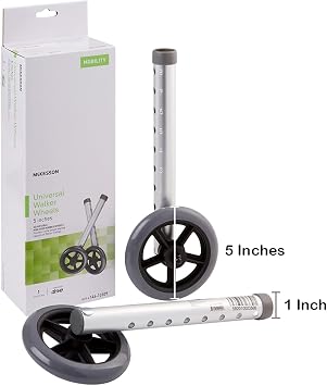 McKesson Universal Walker Wheels, Adjustable, 5 in Caster Wheels, 1 Pair