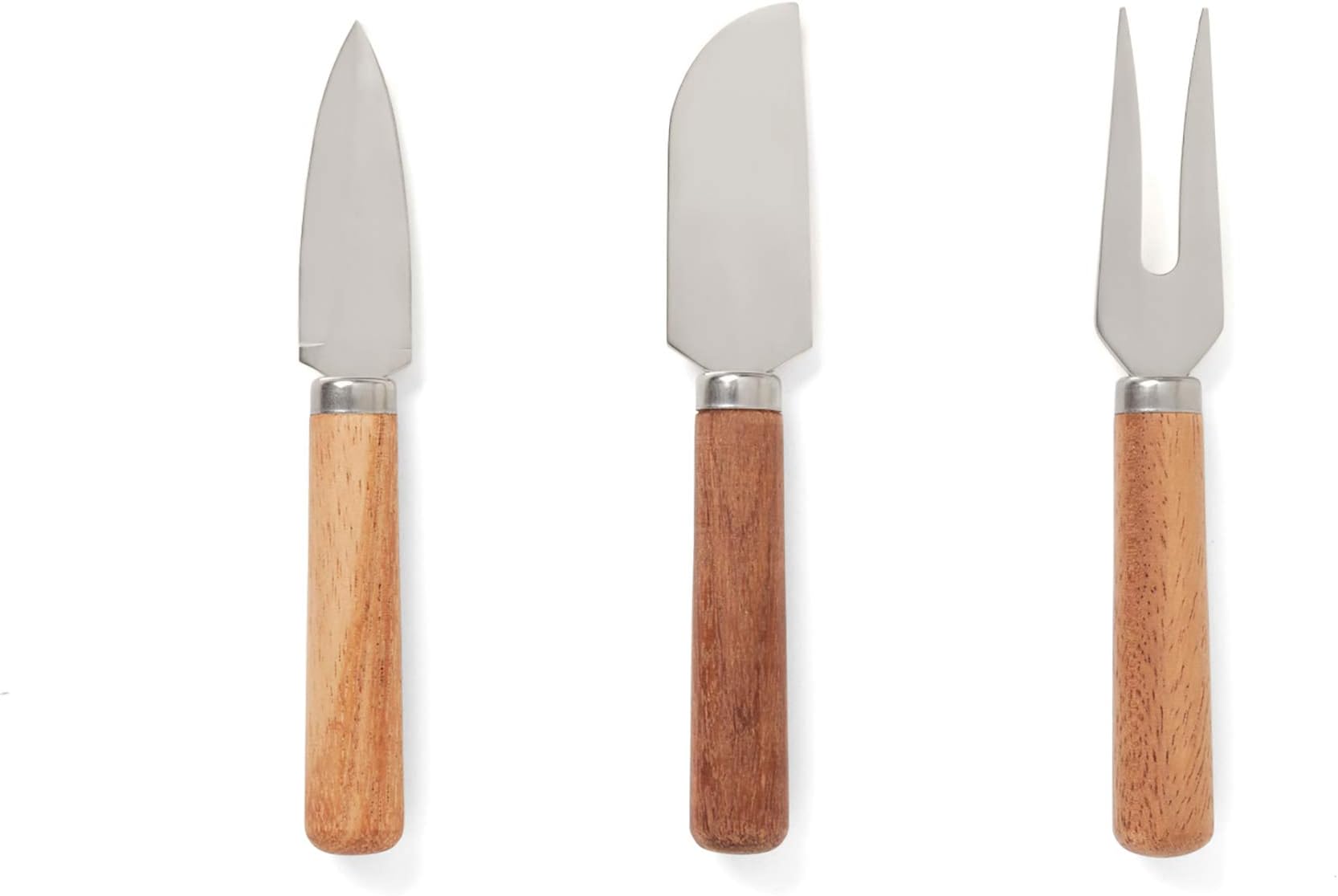 Ironwood Gourmet Acacia Wood Handles Stainless Steel Cheese Knives, Set of 3, Brown