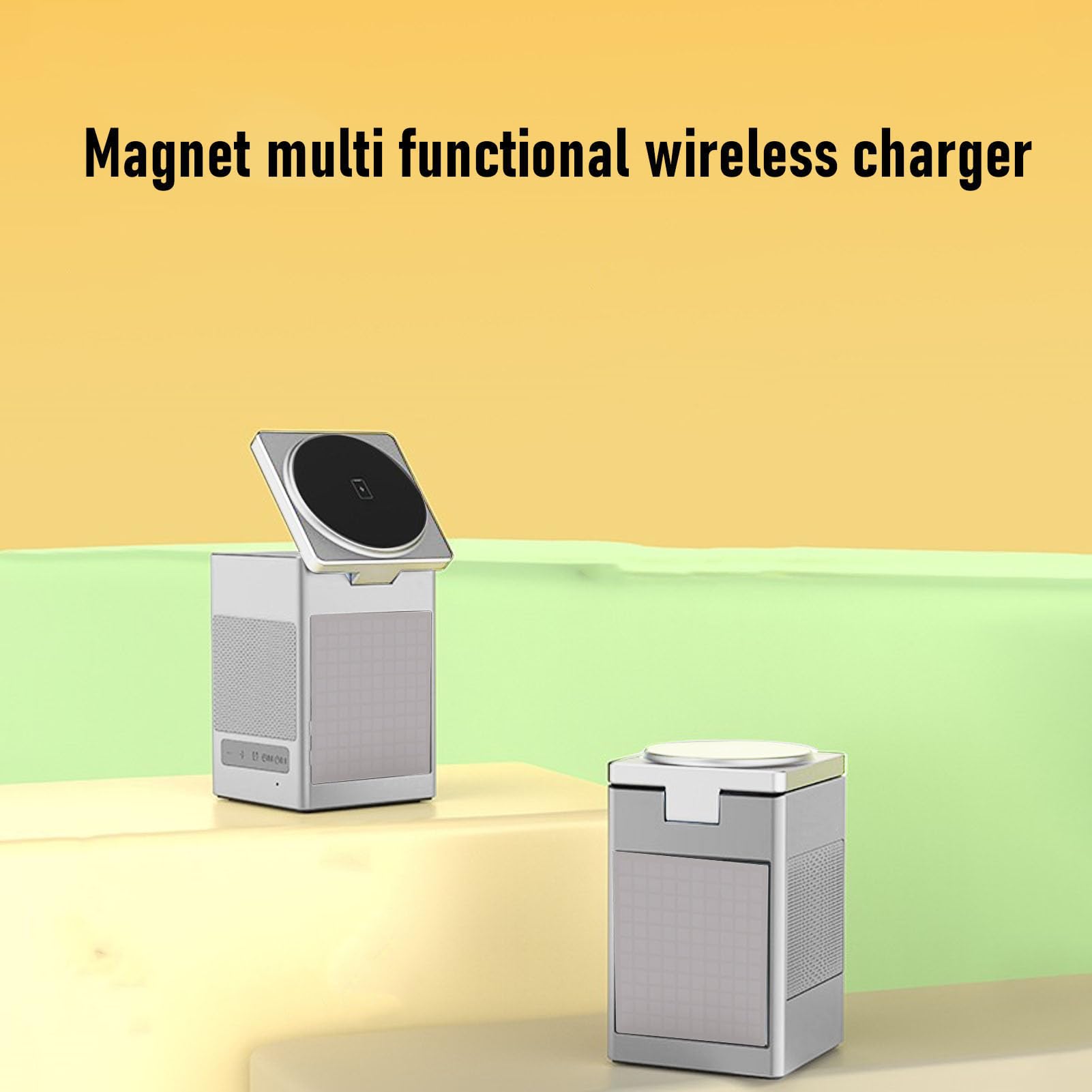 CHICIRIS Stazione di Ricarica Wireless, Materiale ABS, Altoparlante Bluetooth con Display Animato e funzionalità Sveglia per e Watch