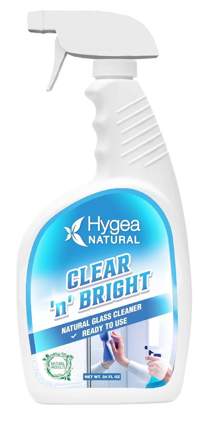 Hygea Natural Clear n Bright - Glass Cleaner Spray - Streak-Free Ammonia-Free Window Cleaning - Eyeglass Window Mirrors